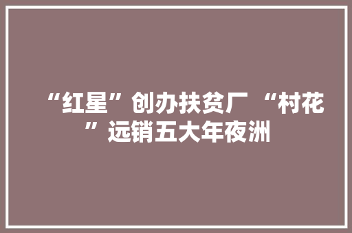 “红星”创办扶贫厂 “村花”远销五大年夜洲