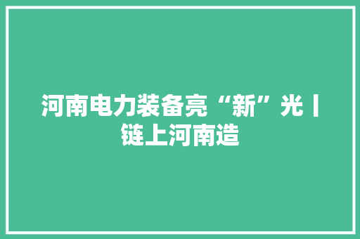 河南电力装备亮“新”光丨链上河南造