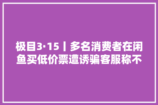 极目3·15丨多名消费者在闲鱼买低价票遭诱骗客服称不愿定能追回损失律师：平台审查不严或需负连带责任