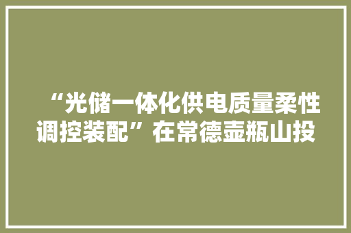 “光储一体化供电质量柔性调控装配”在常德壶瓶山投入运营