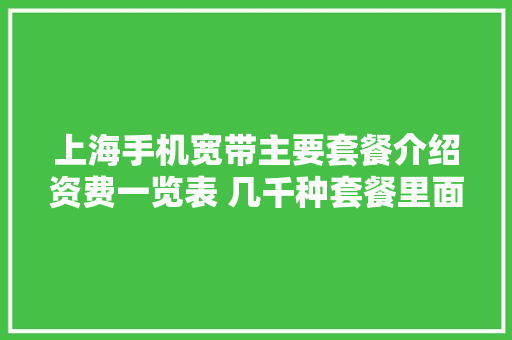 上海手机宽带主要套餐介绍资费一览表 几千种套餐里面
