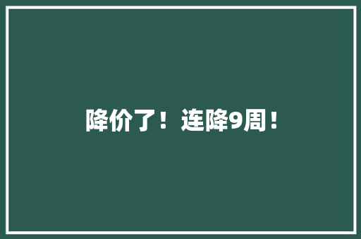 降价了！连降9周！