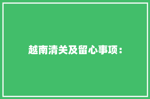 越南清关及留心事项：