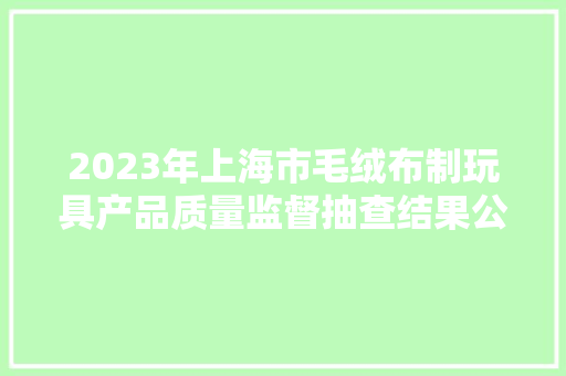 2023年上海市毛绒布制玩具产品质量监督抽查结果公布