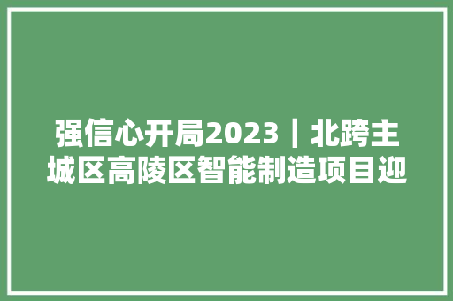 强信心开局2023｜北跨主城区高陵区智能制造项目迎来新进展