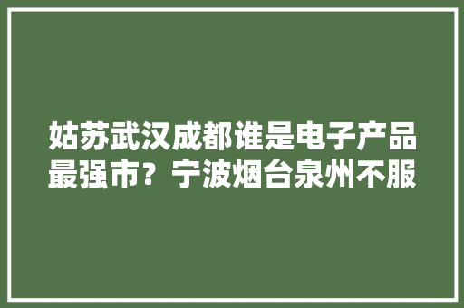 姑苏武汉成都谁是电子产品最强市？宁波烟台泉州不服