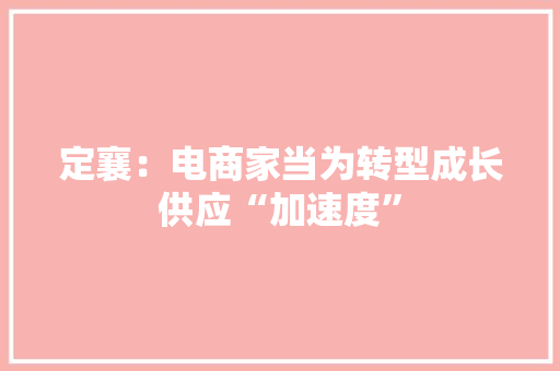 定襄：电商家当为转型成长供应“加速度”