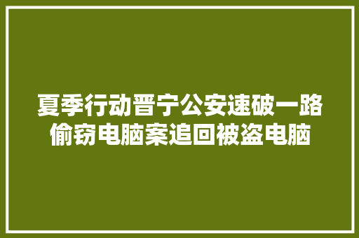 夏季行动晋宁公安速破一路偷窃电脑案追回被盗电脑