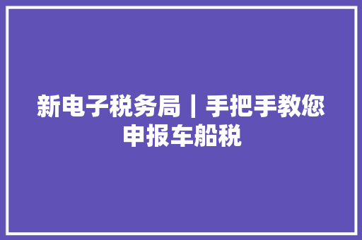 新电子税务局｜手把手教您申报车船税