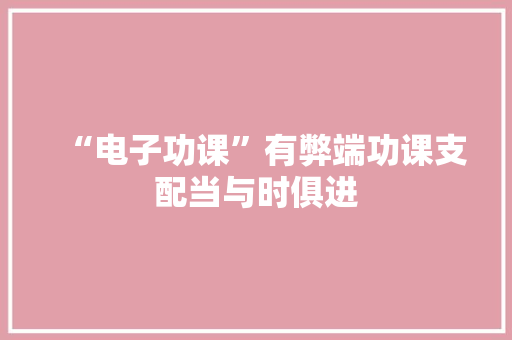 “电子功课”有弊端功课支配当与时俱进