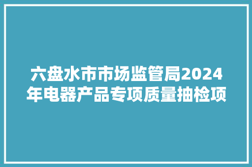 六盘水市市场监管局2024年电器产品专项质量抽检项目确定做事商通知书记