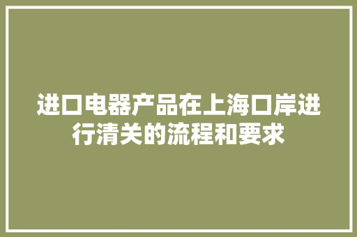 进口电器产品在上海口岸进行清关的流程和要求