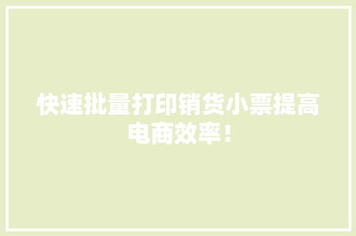 快速批量打印销货小票提高电商效率！