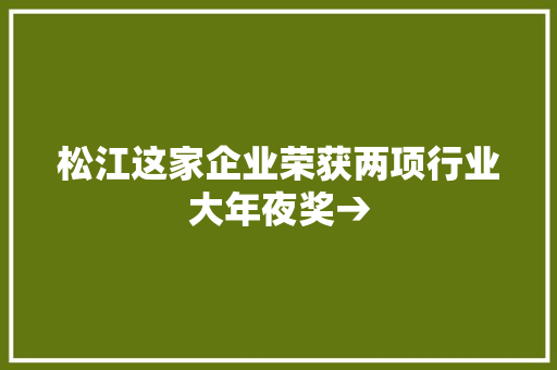 松江这家企业荣获两项行业大年夜奖→