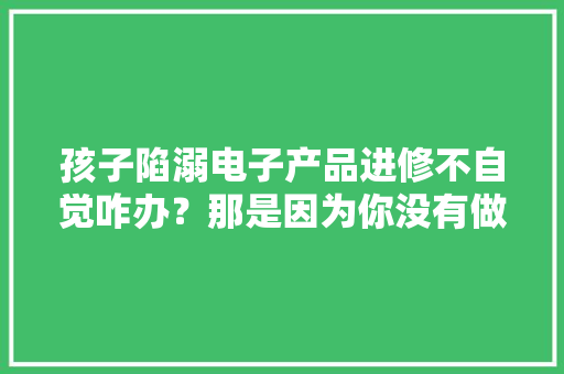 孩子陷溺电子产品进修不自觉咋办？那是因为你没有做好这几点