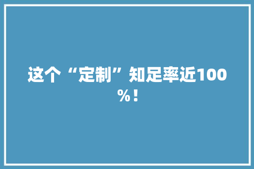 这个“定制”知足率近100%！