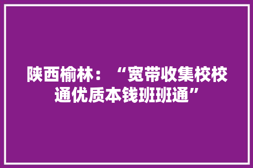陕西榆林：“宽带收集校校通优质本钱班班通”