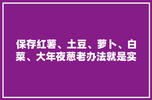 保存红薯、土豆、萝卜、白菜、大年夜葱老办法就是实用不服也弗成