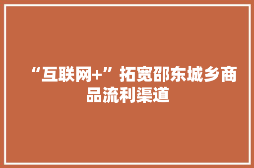 “互联网+”拓宽邵东城乡商品流利渠道