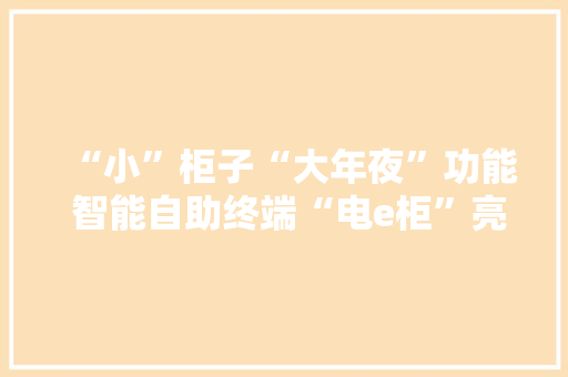 “小”柜子“大年夜”功能 智能自助终端“电e柜”亮相辽宁