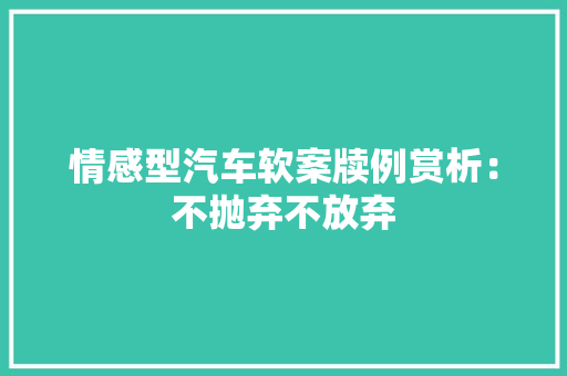 情感型汽车软案牍例赏析：不抛弃不放弃