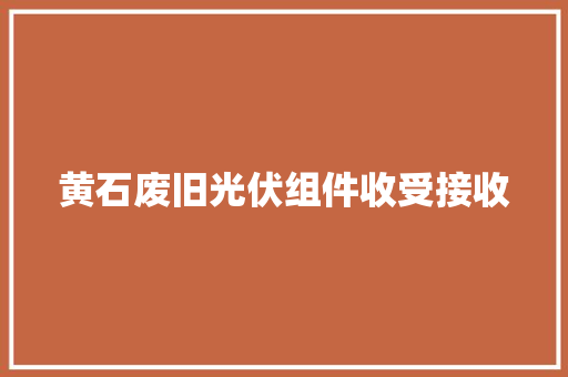 黄石废旧光伏组件收受接收
