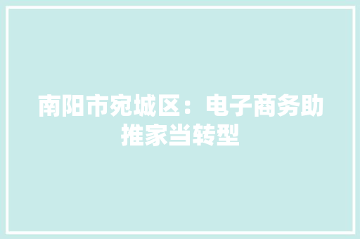 南阳市宛城区：电子商务助推家当转型