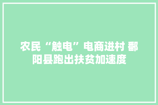 农民“触电”电商进村 鄱阳县跑出扶贫加速度