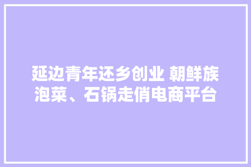 延边青年还乡创业 朝鲜族泡菜、石锅走俏电商平台