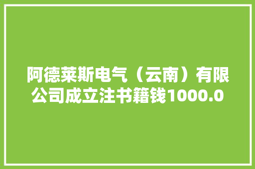 阿德莱斯电气（云南）有限公司成立注书籍钱1000.00万元公民币