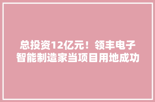 总投资12亿元！领丰电子智能制造家当项目用地成功摘牌