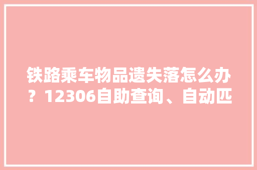 铁路乘车物品遗失落怎么办？12306自助查询、自动匹配可找回