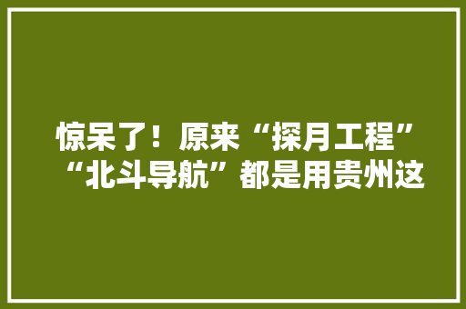 惊呆了！原来“探月工程”“北斗导航”都是用贵州这家企业分娩的配件