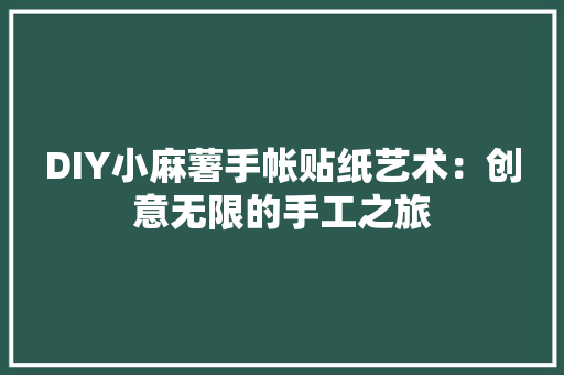 DIY小麻薯手帐贴纸艺术：创意无限的手工之旅