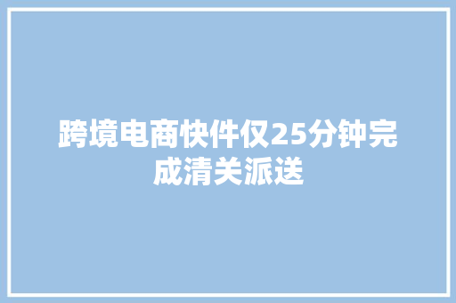 跨境电商快件仅25分钟完成清关派送