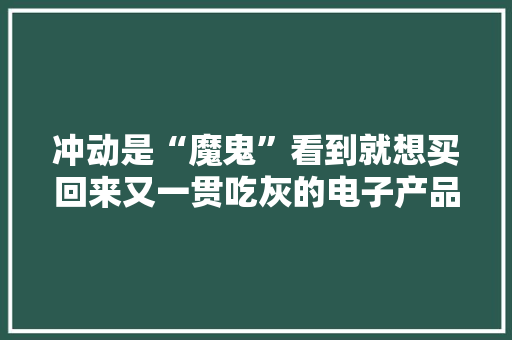 冲动是“魔鬼”看到就想买回来又一贯吃灰的电子产品