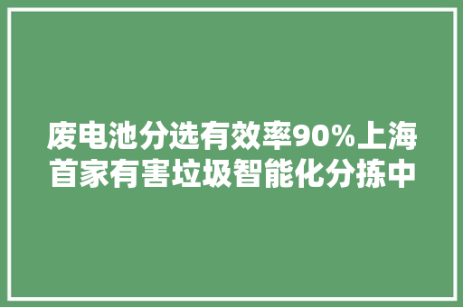 废电池分选有效率90%上海首家有害垃圾智能化分拣中央今起运营