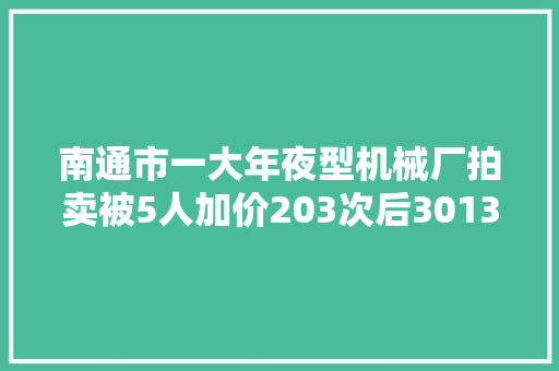 南通市一大年夜型机械厂拍卖被5人加价203次后3013.6万成交