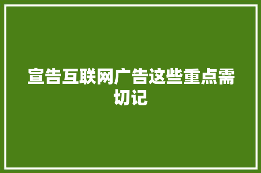宣告互联网广告这些重点需切记