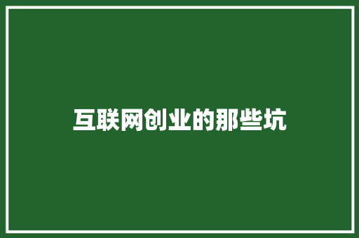 互联网创业的那些坑