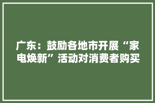 广东：鼓励各地市开展“家电焕新”活动对消费者购买手机、电脑等九大年夜类家用电器或电子产品给予补贴