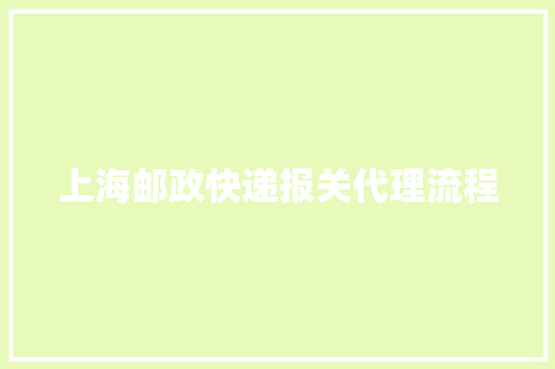 上海邮政快递报关代理流程