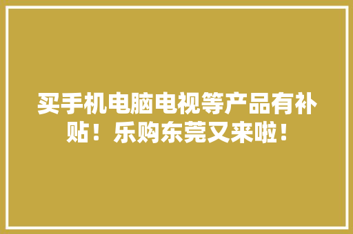 买手机电脑电视等产品有补贴！乐购东莞又来啦！