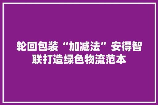 轮回包装“加减法”安得智联打造绿色物流范本