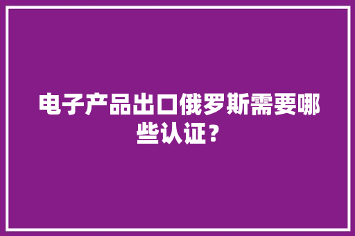 电子产品出口俄罗斯需要哪些认证？