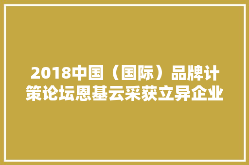 2018中国（国际）品牌计策论坛恩基云采获立异企业殊荣