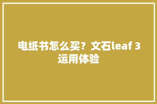 电纸书怎么买？文石leaf 3运用体验