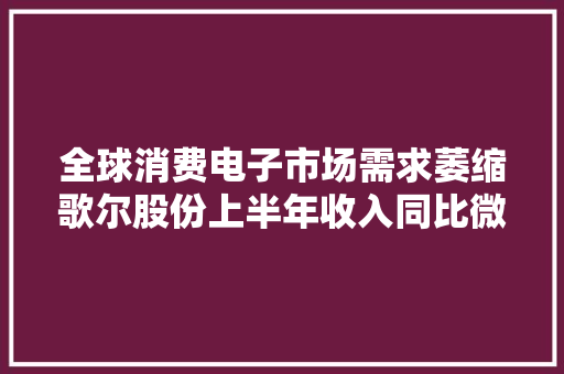 全球消费电子市场需求萎缩歌尔股份上半年收入同比微增3.60%