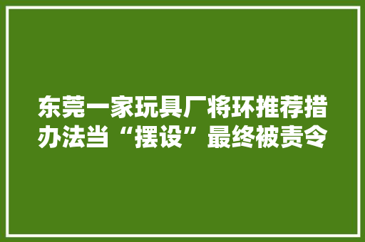 东莞一家玩具厂将环推荐措办法当“摆设”最终被责令停产