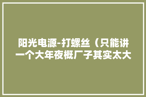 阳光电源-打螺丝（只能讲一个大年夜概厂子其实太大年夜了）电子厂